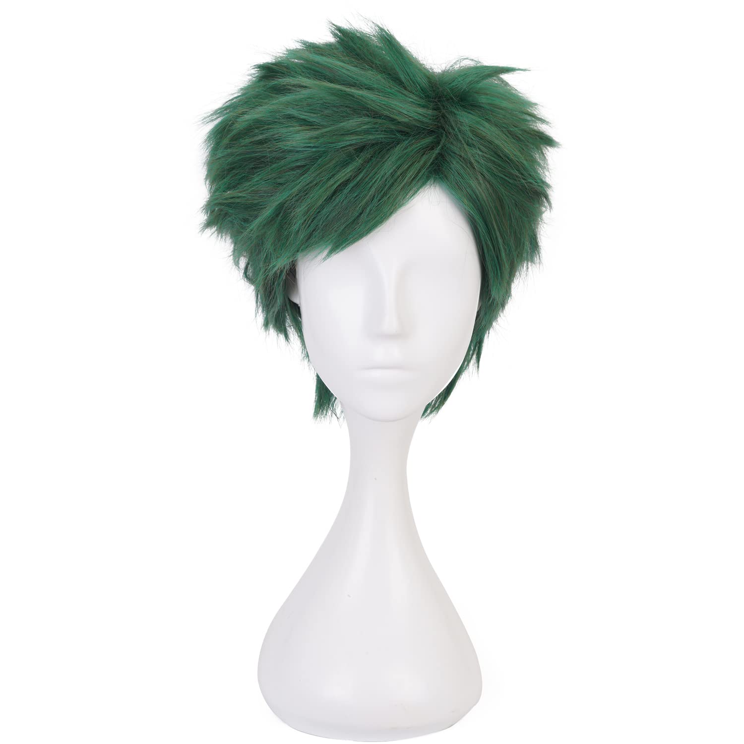 Dark Green Short Wig for Anime Costume with Straight Heat Resistant Synthetic Hair for Women Halloween Cos Anime Party Comic Con Replacement Wigs