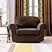 SUBRTEX Stretch Armchair Sofa Slipcover 2 Piece Sofa Cover 1 Seater Soft Couch Slipcover Washable Furniture Covers, Jacquard Fabric Small Checks(Chocolate,Armchair)