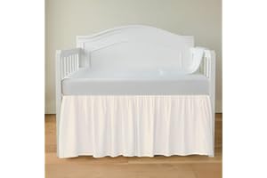 PEACE SLEEP BEDDING Luxury Crib Bed Skirt 28" x 52" with 14 Inch Drop Soft & Breathable Dust Ruffle Fits Standard Crib and Toddler Bed Nursery Microfiber Fabric Ruffle Bed Skirt for Baby Boys or Girls Ivory Solid
