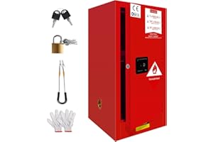 YTOXEO 35.5" x 18.1"x 18.1" Flammable Safety Cabinet, 25 Gallon Steel Storage Cabinet, Fire-Proof Cabinet with Adjustable Shelf, for Liquid, Industrial Supplies, Red