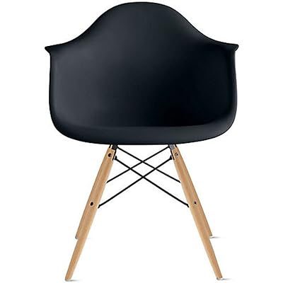 2xhome Modern Plastic Dining Arm Chairs with Natural Wood Legs