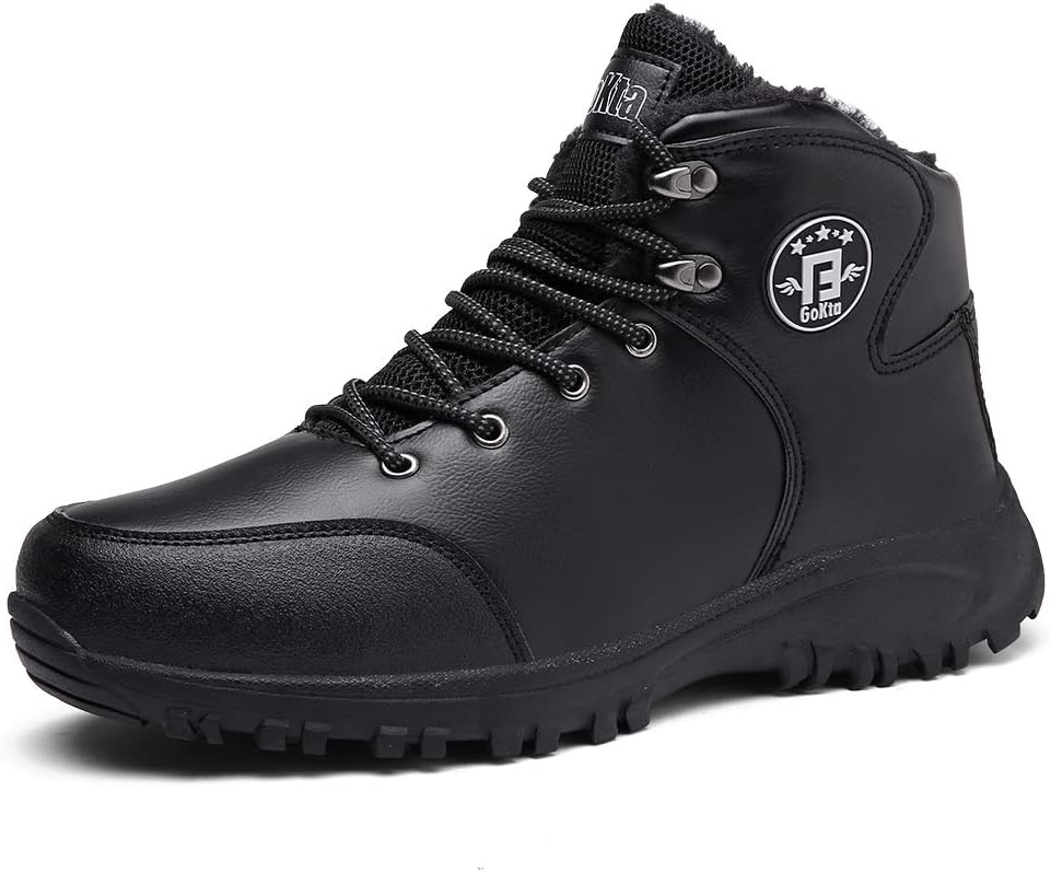 Mens Hiking Leather Boots Lace-up Non-Slip Outdoor Sports Mountain Trekking Shoes