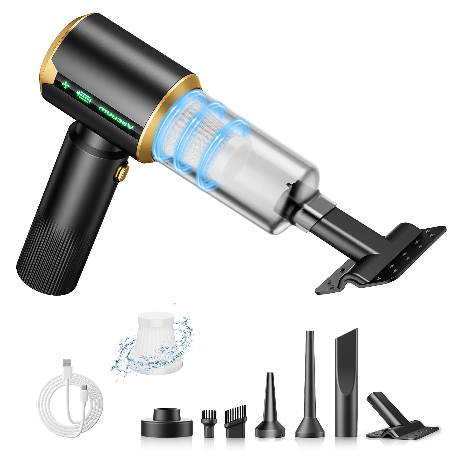 Photo 1 of **MINOR DAMAGE**
JIXINMIYUE 16000Pa Suction Cordless Car Vacuum: Handheld Vacuum with Brushless Motor & HEPA Filter for Drivers and Office Workers - Bone Black