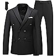 MOGU Mens 2 Piece Double Breasted Suit Slim Fit Tuxedo Blazer and Pants for Wedding Prom Homecoming
