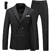 MOGU Suits for Men, 2 Piece Slim Fit Suit with Double Breasted Blazer and Tuxedo Pants
