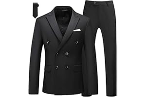MOGU Mens 2 Piece Double Breasted Suit Slim Fit Tuxedo Blazer and Pants for Wedding Prom Homecoming
