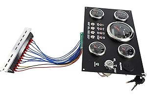 5 Gauge Marine Instrument Panel 12V 7 Color Backlight Tachometer Oil Level Water Temp Oil Pressure Voltage Display for Boat