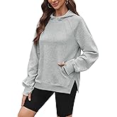 DJT Womens Hoodies Funnel Neck Long Sleeve Side Slit Pullover Sweatshirts with Pocket 2025 Fall Fashion Outfits