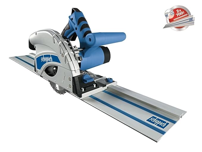 Scheppach Tauchsäge PL45 (Tauch-Kreissäge mit 1010 Watt, Schnitttiefe 45mm, Sägeblatt- Ø145mm, 24 Zähne, Schrägstellung mit K
