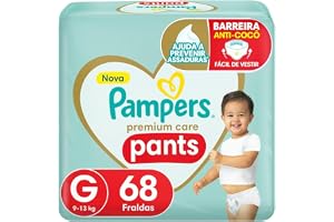 Fralda Pampers Premium Care Pants Tamanho G, Fácil de Vestir, 68 Unidades