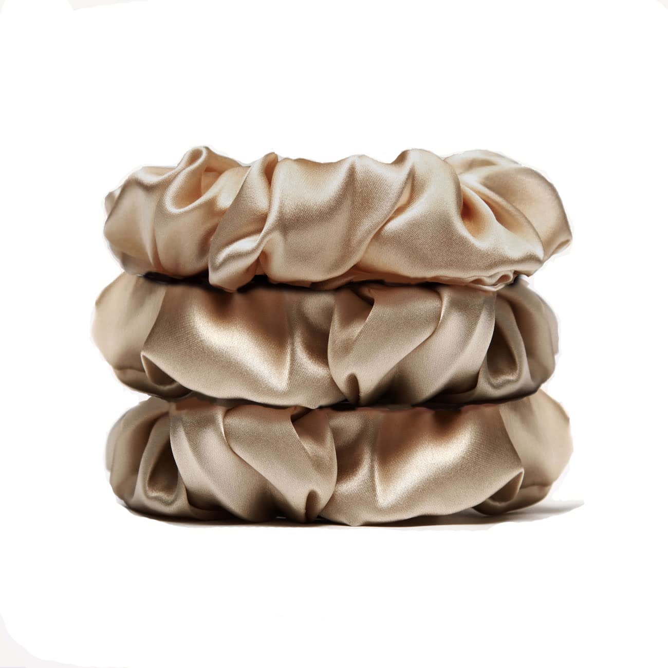 3Pack Silk Scrunchies For Hair 100% Pure Mulberry Silk Hair Ties, Elastic Ponytail Holders, Hair Ties No Damage, Satin Scrunchies, Velvet Scrunchy for Hair Accessories Sleep Tie (Brown)