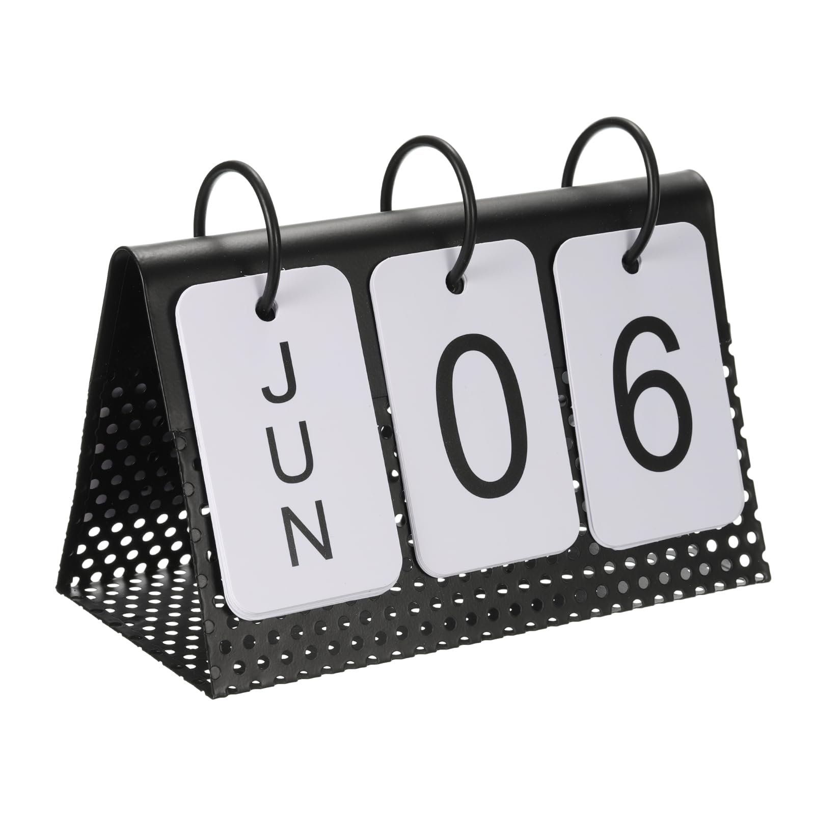 PATIKIL Vintage Wood Perpetual Calendar, Flip Calendar Turn Page Month Date Display for Desk Office Home Decoration Style 1, Black