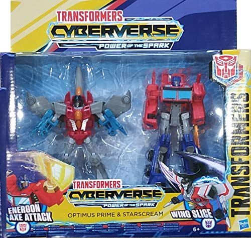 Hasbro Transformers Spielzeuge Cyberverse Warrior Action Attackers Optimus Prime und Starscream Action-Figur 2er-Pack – Für Kinder ab 6 Jahren, 13,5 cm – Bild 3