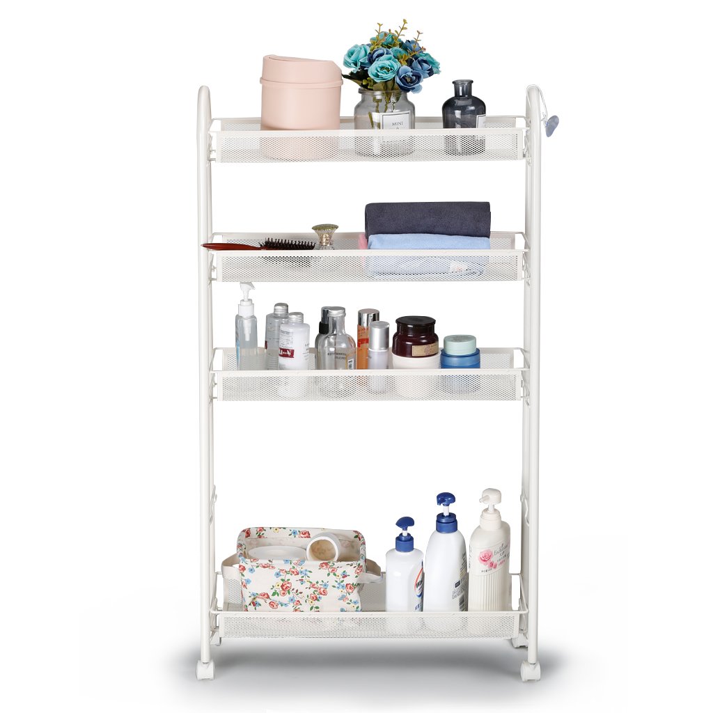 Rackaphile 5 Tier Slim Slide Out Storage Tower Rack Mesh Rolling