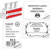 M220 Thermal Labels, Compatible with Phomemo M221 M200 M250 M260 Label Maker, 2.36"X1.57"(60X40mm), 3Inch for Business, Barcode, Address, Mailing, Photo, Clothing, Black On White, 3X180pcs