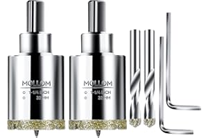 Mollom 1-1/4" (32mm) 2Pcs Diamond Hole Saw with 2Pcs Removable Pilot Drill Bit Smooth Cutting for Porcelain Tiles,Glass,Ceramic,Marble,Fiberglass,etc