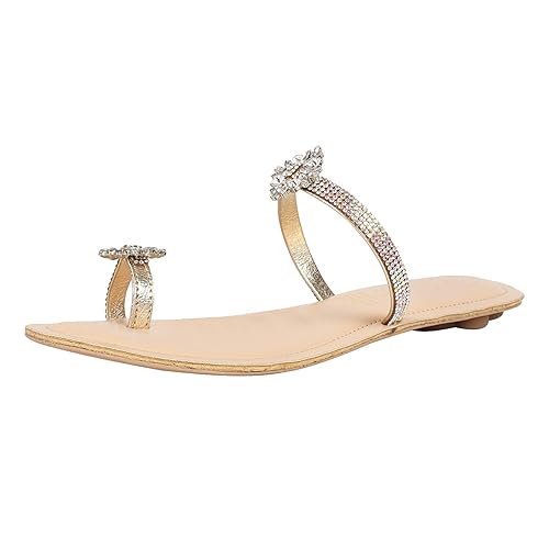 Women's Crystal Embellished Toe Ring Slip Ons