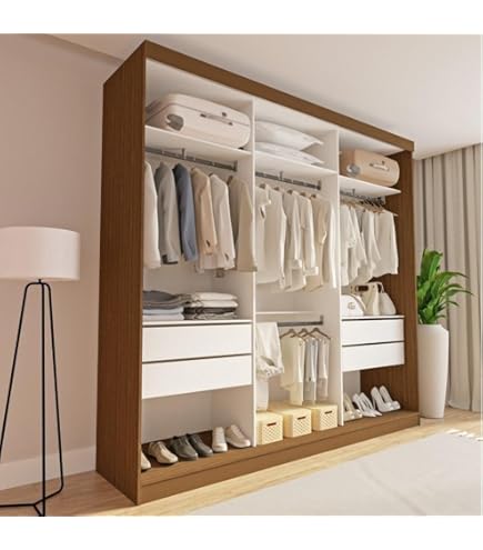 Conjunto Closet Casal 2 Módulos 6 Gavetas França Minastex Branco
