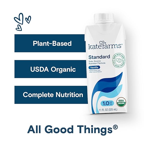 KATE FARMS ORGANIC 1.0 VANILLA NUTRITION SHAKE, 16G PROTEIN, 27 VITAMINS AND MINERALS, MEAL REPLACEMENT SHAKE 11 OZ (12 PACK)