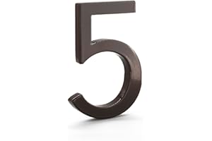 Montague Metal Products MHN-04-F-RB1-5 Solid Brushed Aluminum Modern Floating Address House Numbers, 4", Powder Coated Roman Bronze