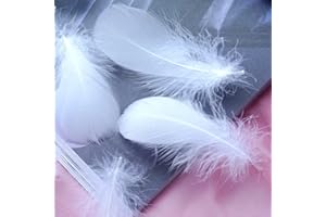 FEATUMAN 100Pcs White Natural Goose Feathers, 3-5Inch Centerpieces Feahers Bulk Colorful Feathers for DIY Hat Craft Wedding Christmas Party Home Decoration