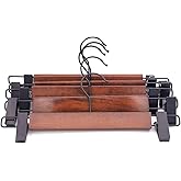 Esbuy Wooden Pants Hangers Finish with Metal Clips Natural Wood Hanger for Skirts Slacks,One Pack of 5 (Walnut)