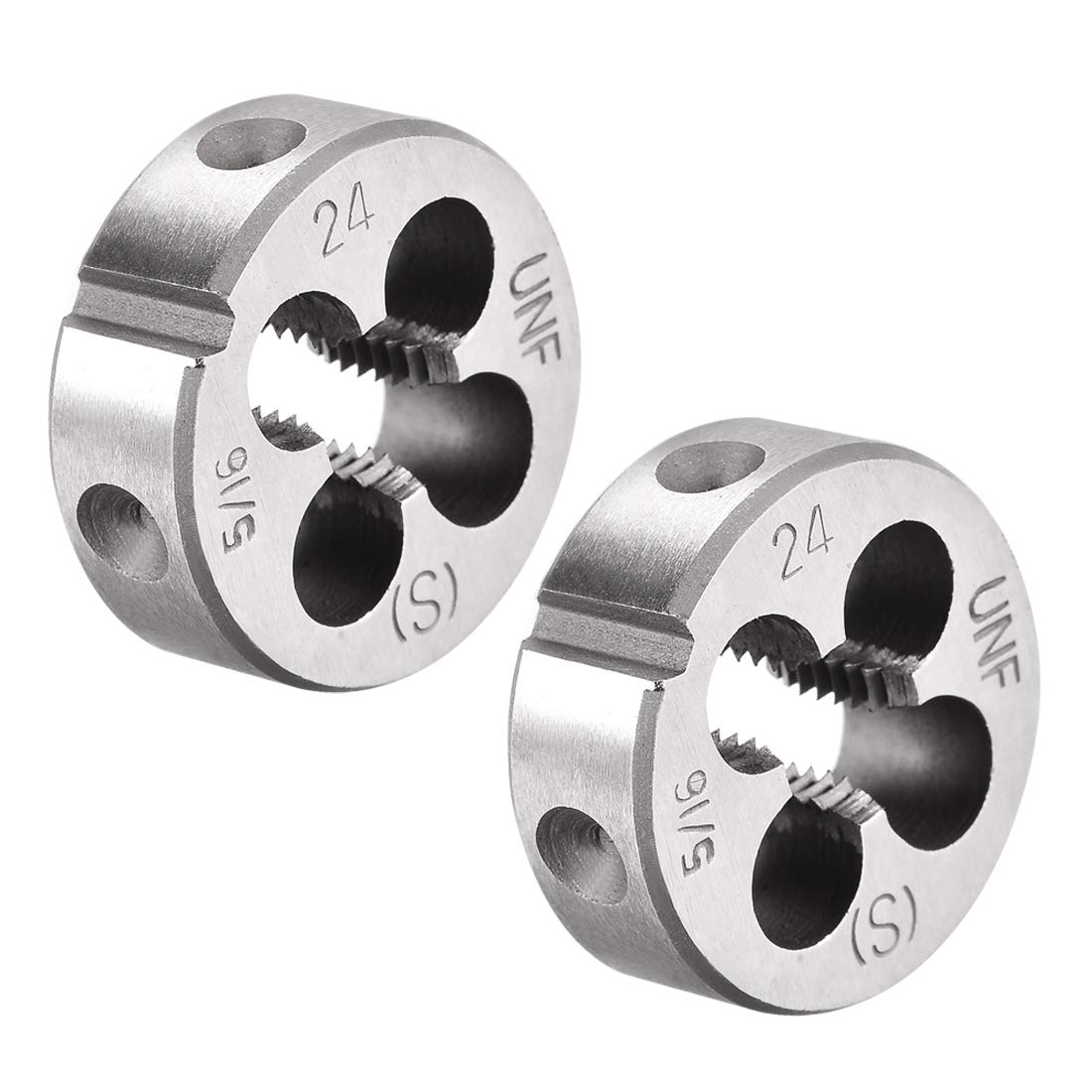 sourcing map 5/16-24 UNF Round Die, Machine Thread Right Hand Threading Die, Alloy Tool Steel Screw Thread Cutting Die, 2pcs