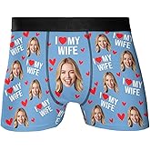 V-DECORPARKS Custom Face Boxers for Men, Funny Personalized Underwear Gift, Photo Boxer Briefs for Boyfriend, Husband