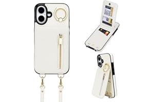uCOLOR for iPhone 16 Plus Wallet Case with Card Holders for Women, Crossbody Zipper Leather Case (Beige)