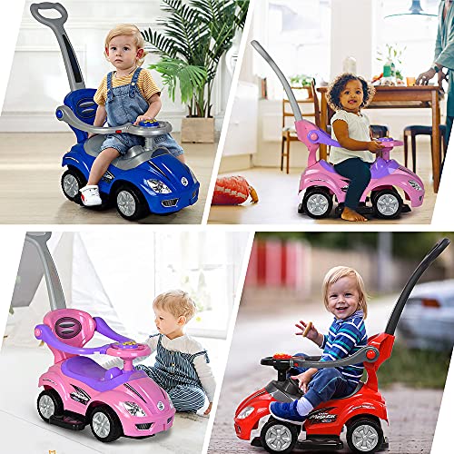 ChromeWheels Push Cars for Toddlers, 3 in 1 Ride on Push Car with