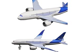 OTONOPI Airplane Toys Bump and Go Airlines Die Cast Metal Model Plane Toy with Lights and Sounds for Kids Blue