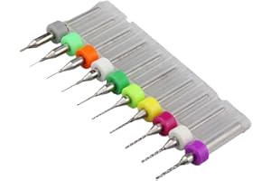 Bestol 10Pcs Micro Mini Twist Drill Bits Set 0.3mm-1.2mm/0.1mm-1.0mm /1.1mm-2.0mm PCB Print Circuit Board Tungsten Carbide Engraving Metalworking Tool (0.1mm-1.0mm)