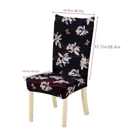 Tomtopp Dining Chair Cover Protector Removable Conjoined Stretchy Floral Chair Seat Cover for Hotel Home Stool (Flower Black)