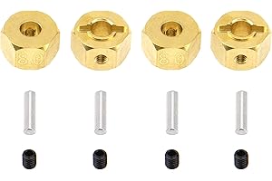 Vgoohobby Brass 12mm Wheel Drive Hex Hub Adapter with Pins Counterweight Compatible with Axial SCX10 90046 Tamiya CC01 D90 Redcat Gen7 1/10 RC Crawler Car (Thickness: 8mm)
