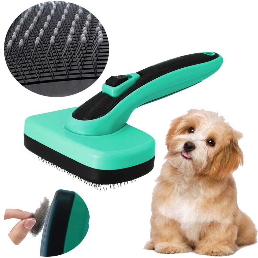 Briller Dog Brush, Cat Brush, Self Cleaning Slicker Brush, Removes Loose Hair and Dead Fur, Eliminates Tangles, Pet Grooming Brush,Suitable for Medium and Long Haired Dogs Cats