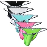 COMLIFE Men's Sexy Low Rise Ice Silk Briefs Bulge Pouch Bikini Underwear Thin String Leopard Print Solid Color Triangle Panty