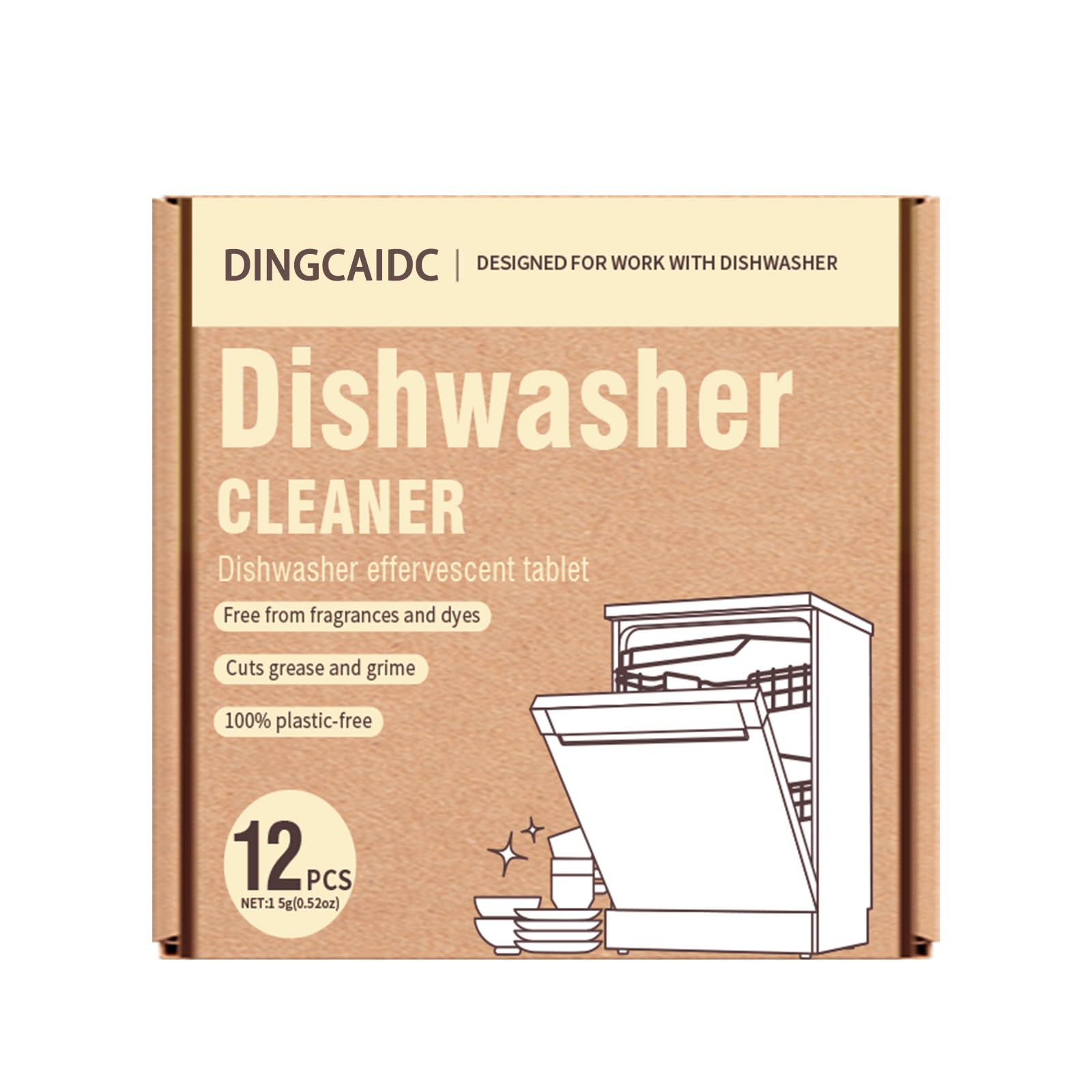 Photo 1 of ****2 PACK*
DINGCAIDC Dishwasher Effervescent Cleaning Tablets - 12 Count, Fragrance-Free & Plastic-Free, Grease Cutter Removes Limescale & Food Residue, Safe for All Dishwasher Types