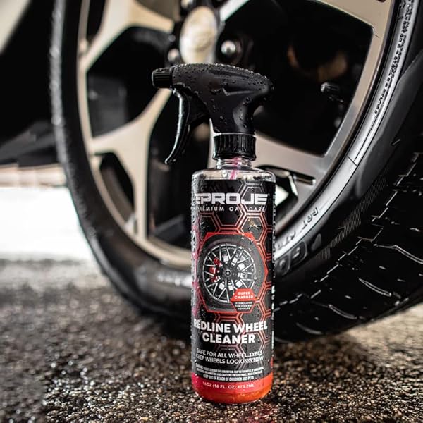 PROJE’ REDLINE WHEEL CLEANER – ALL IN ONE WHEEL & TIRE CLEANER – TOUGH ON BRAKE DUST & DIRT – REMOVES BROWNING – NON ACIDIC SAFE ON ALL RIM TYPES – 16 FL OZ