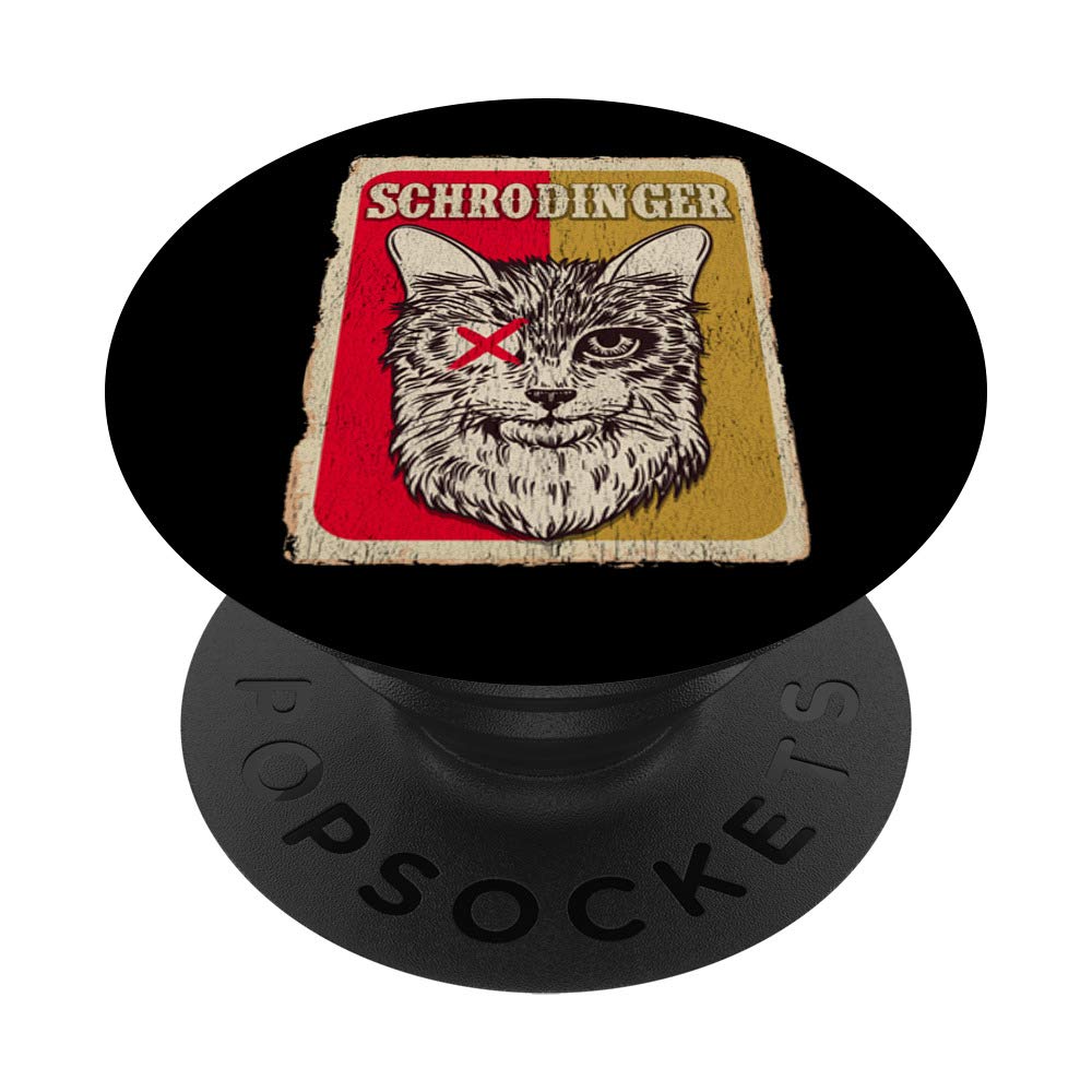 Schrodinger Cat Poster Art Dead And Alive Quantum Mechanics PopSockets PopGrip: Swappable Grip for Phones & Tablets