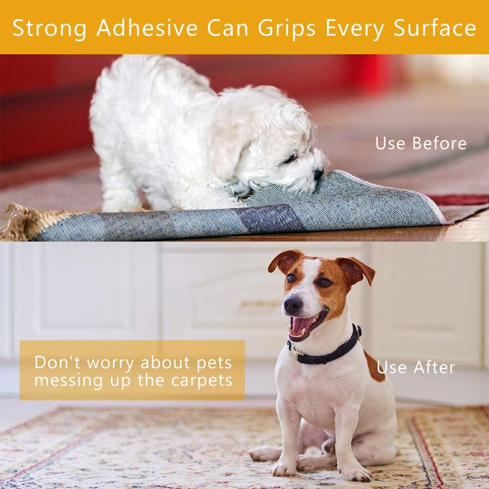 Double Sided Carpet Tape for Area Rugs, Heavy Duty Sticky Adhesive Rug Gripper for Hardwood Floors, Outdoor Rugs, Pads, Mats, Stair Treads Non-Slip (2 Inch x 11Yards) - - 
