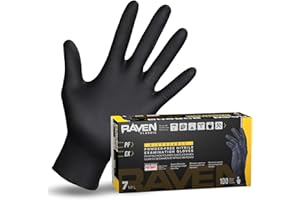 SAS Raven Powder Free Nitrile Disposable Gloves 7 Mil - XL Latex Free, Chemical + Puncture Resistant, Textured Grip, Single Use for Automotive, Industrial, Janitorial, MRO, Food Service 66519