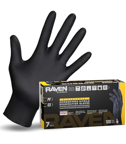 Raven SAS66518 SAS Safety Powder Free Examination Black Nitrile