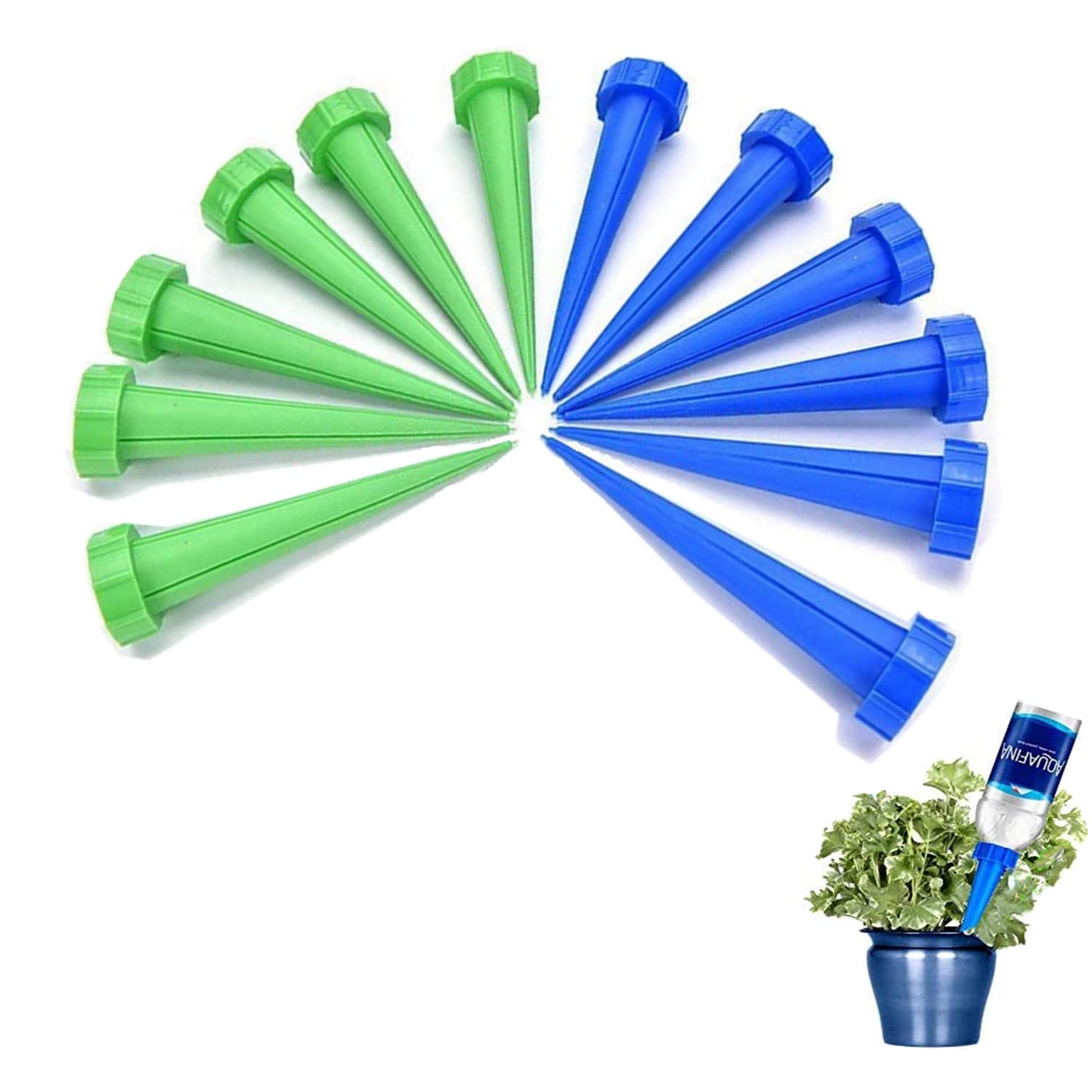 Bessy shop Automatic Watering Devic, 12Pack Waterer Self Watering Spikes Bottle Drip Irrigation System for Garden Home Indoor Outdoor Plant Watering Mixed Color