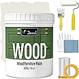 DWIL Matte Finish Furniture Paint - 16 Oz Wood Paint for Cabinets, Doors, Tables, and Dressers Refinishing - Water-Based, Non-Toxic & Odorless, Easy to Apply(Ivory White)-With Tools