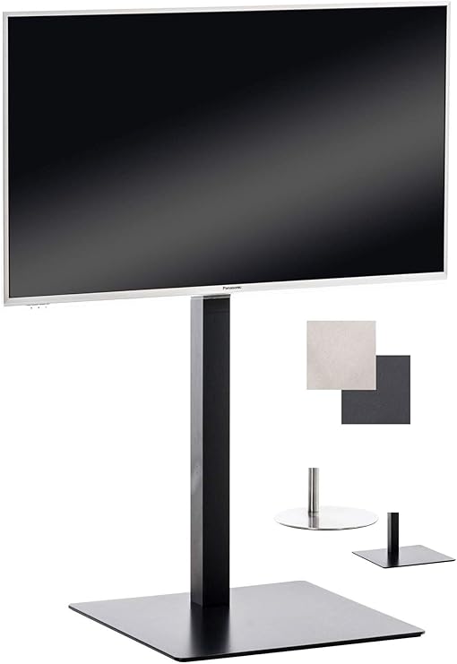 CLP TV Ständer Rund I Eckig I Edelstahl I TV Halterung Schwarz Matt I