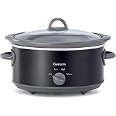 Kenmore 5 Quart Slow Cooker - Programmable Settings, Locking Lid, Dishwasher-Safe Stoneware Insert – Mini Crock pot for Stew,