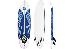 Giantex 6' Surfboard Surfing Surf Beach Ocean Body Foamier Board with Removable Fins, Great Beginner Board for Kids, Youth an