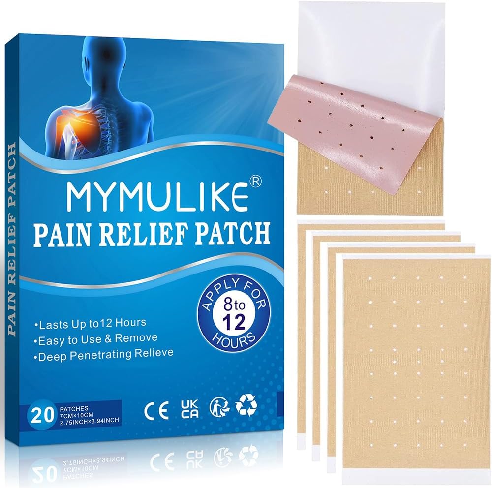 MYMULIKE 20Pcs Pain Relief Patches Heat Patches 12h Long Lasting Knee Back