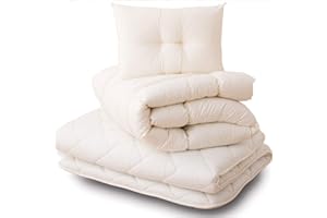 EMOOR Japanese Futon Set (Futon, Comforter & Pillow) CLASSE Twin Made in Japan, Foldable Floor Sleeping Bed Tatami Mat