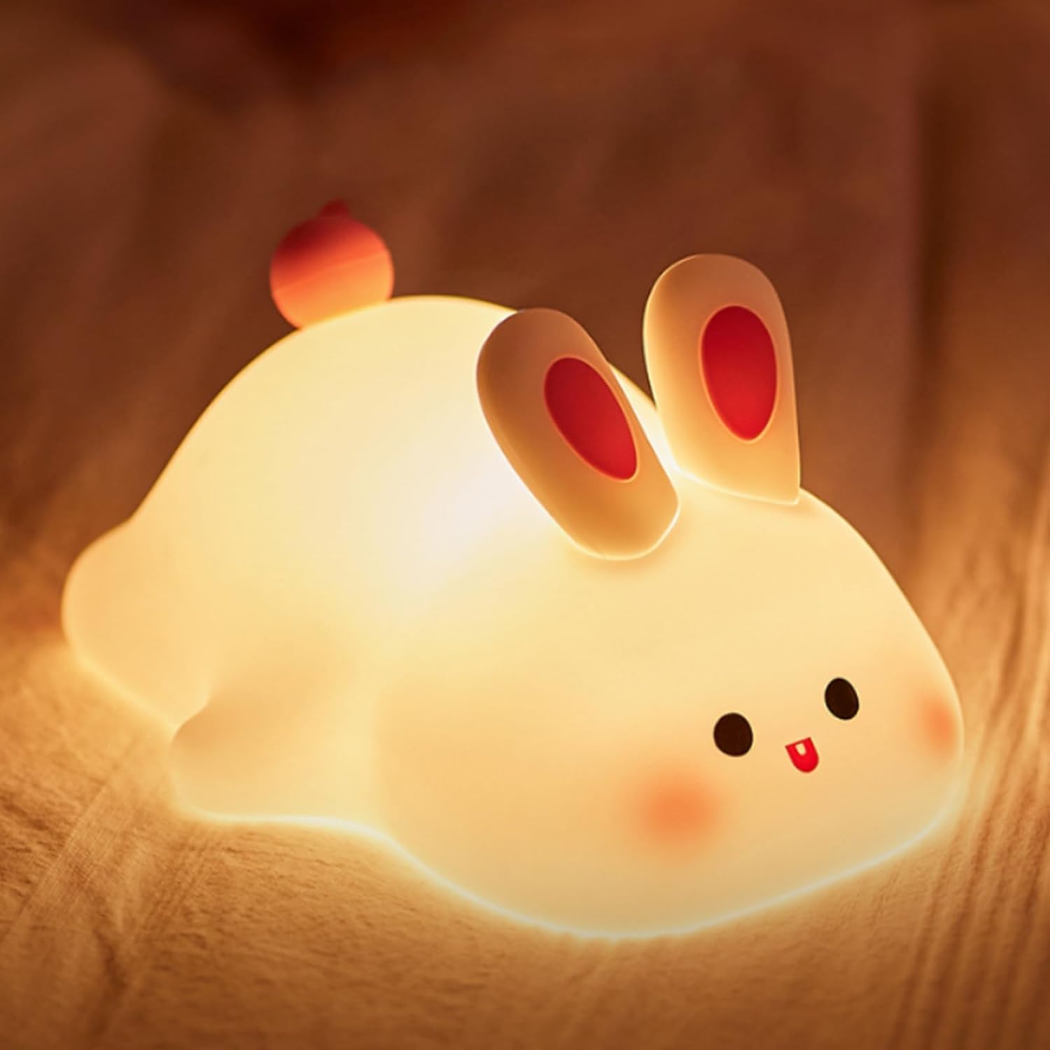 Danolt Bunny Night Light, Big Face Rabbit Light, Bunny Lamp Dimmable and Rechargeable, Cute Night Light, Kawaii Room Decor